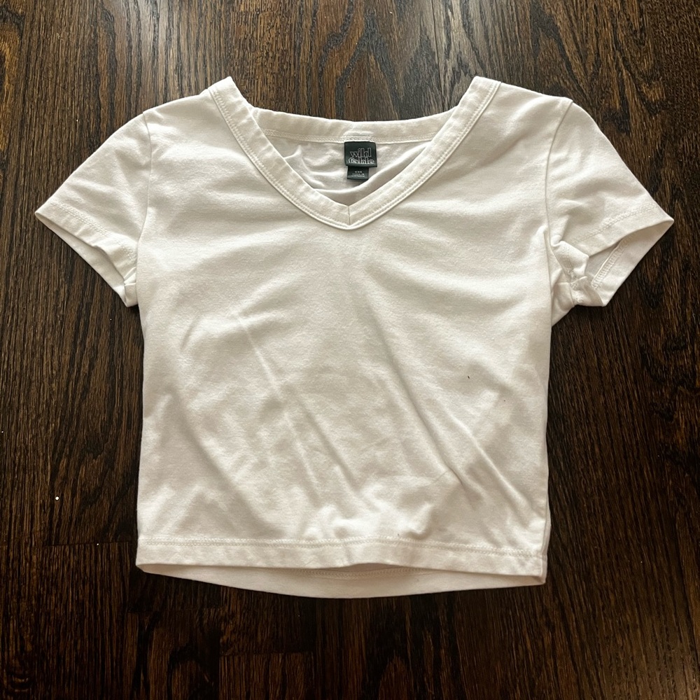 Wild Fable White V-Neck Cropped Top